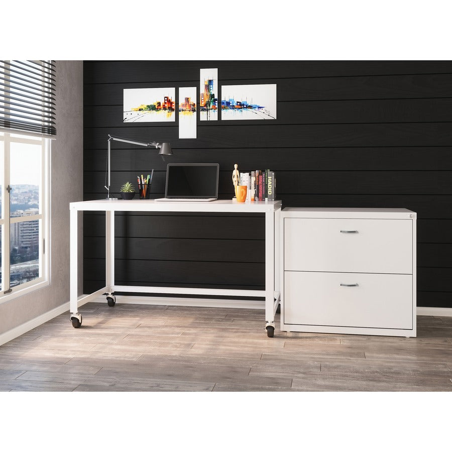 Image of Lorell RTA Mobile Desk, 48"x23"x29-1/2", White