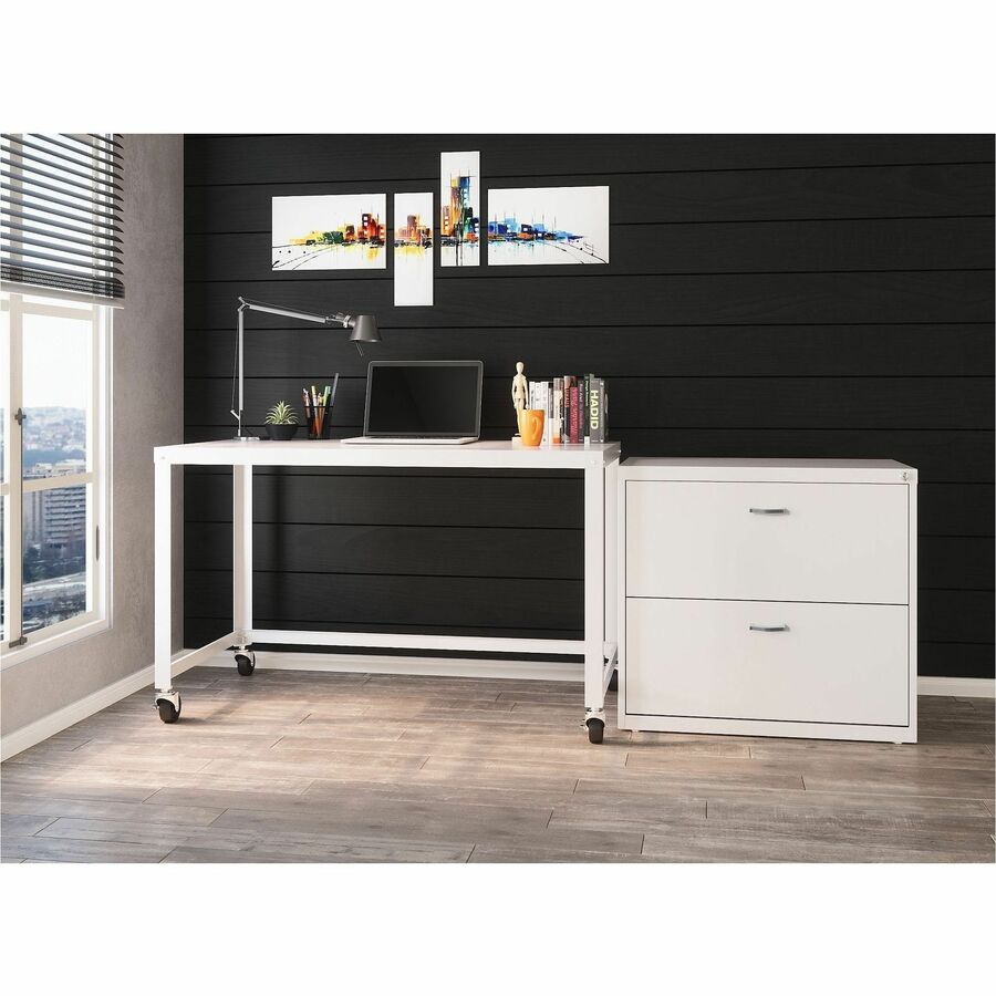 Image of Lorell RTA Mobile Desk, 48"x23"x29-1/2", White