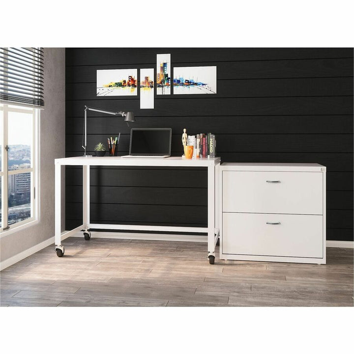 Image of Lorell RTA Mobile Desk, 48"x23"x29-1/2", White