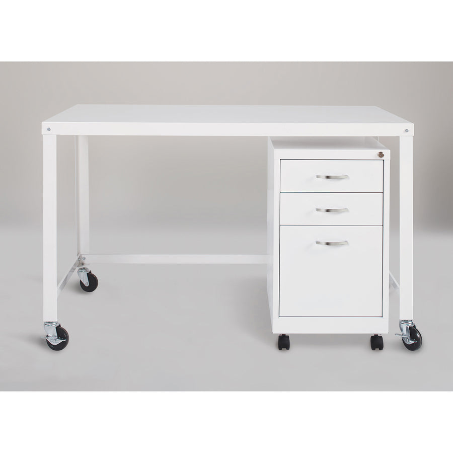 Image of Lorell RTA Mobile Desk, 48"x23"x29-1/2", White