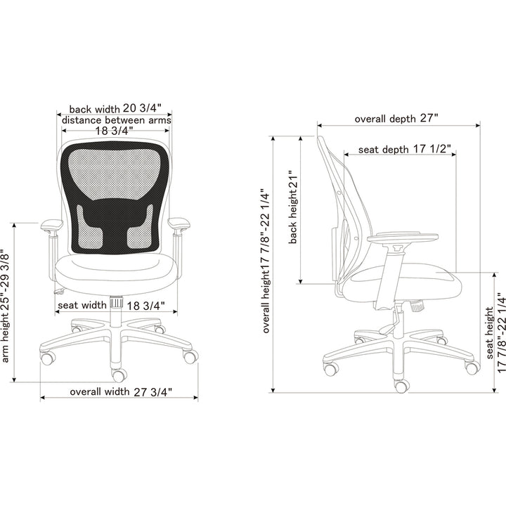 Image of Lorell Task Chair,Mesh Mid Back, 27-3/4"x27"x43-1/8", Black