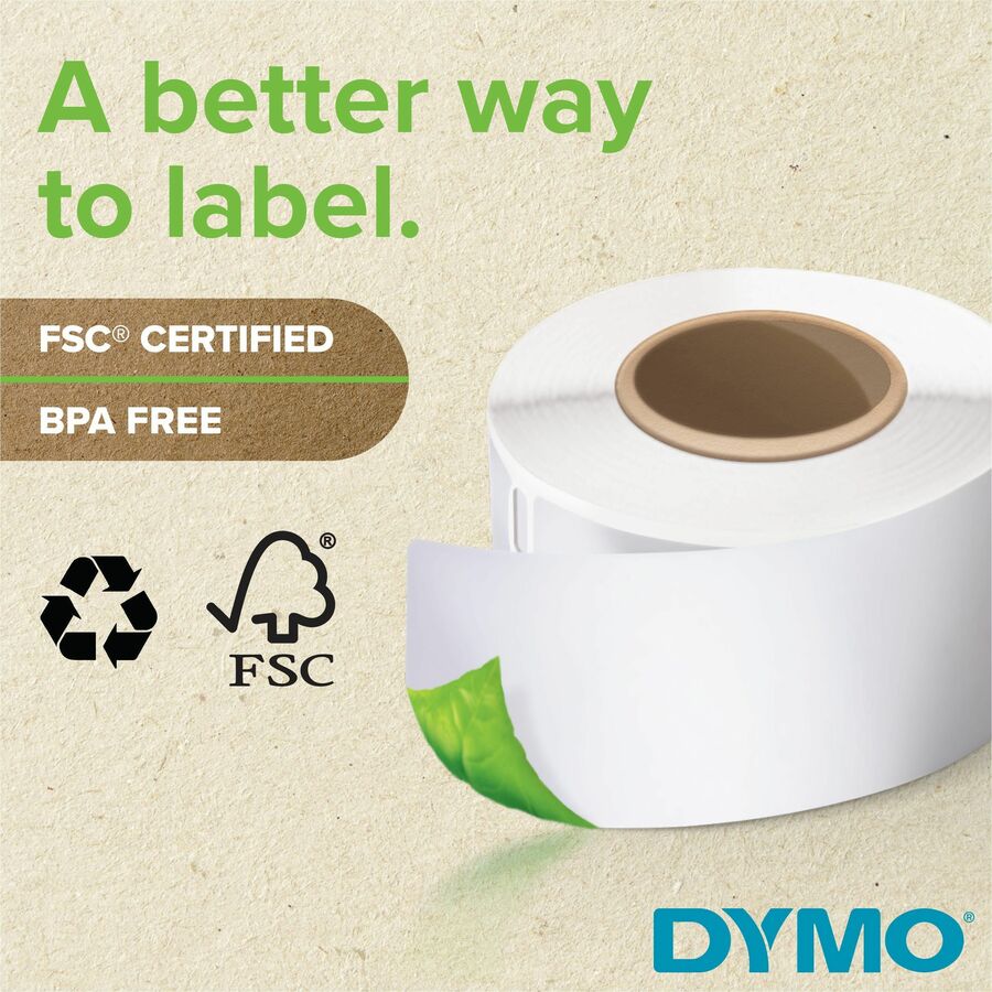 Image of Dymo 30333 LW Multi-Purpose Labels 1/2" x 1", 1/2" W x 1" Length, Rectangle, Thermal Transfer, White, Paper, 1000 / Roll, 1 Box