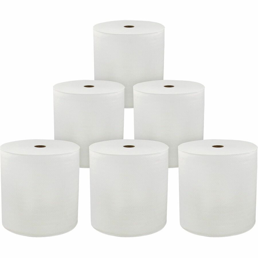 Image of Genuine Joe Hard Wound Roll Towel, 1-Ply, 7"x850', 6RL/CT, White