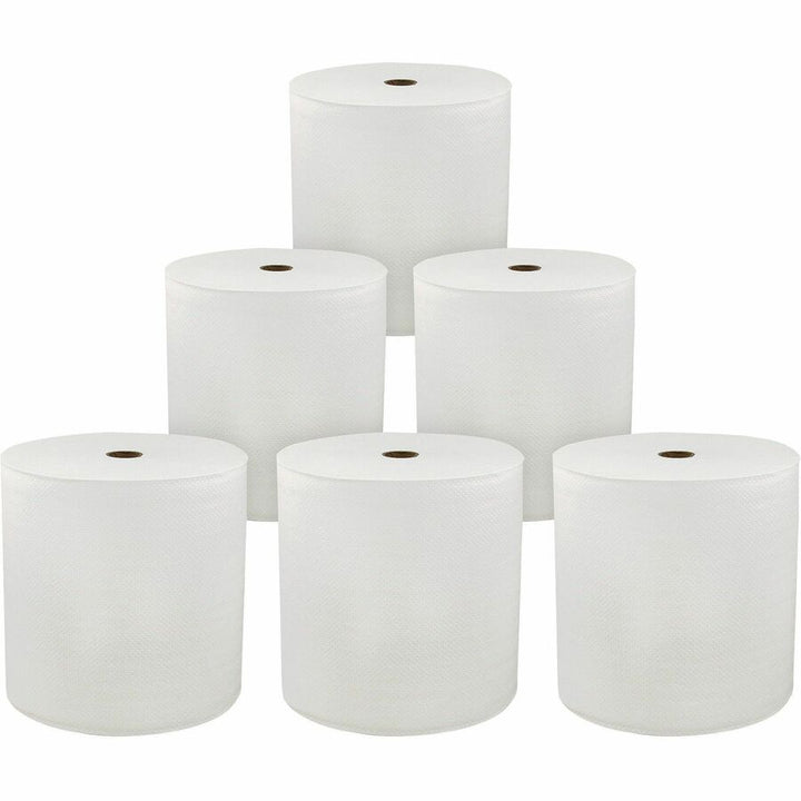 Image of Genuine Joe Hard Wound Roll Towel, 1-Ply, 7"x850', 6RL/CT, White