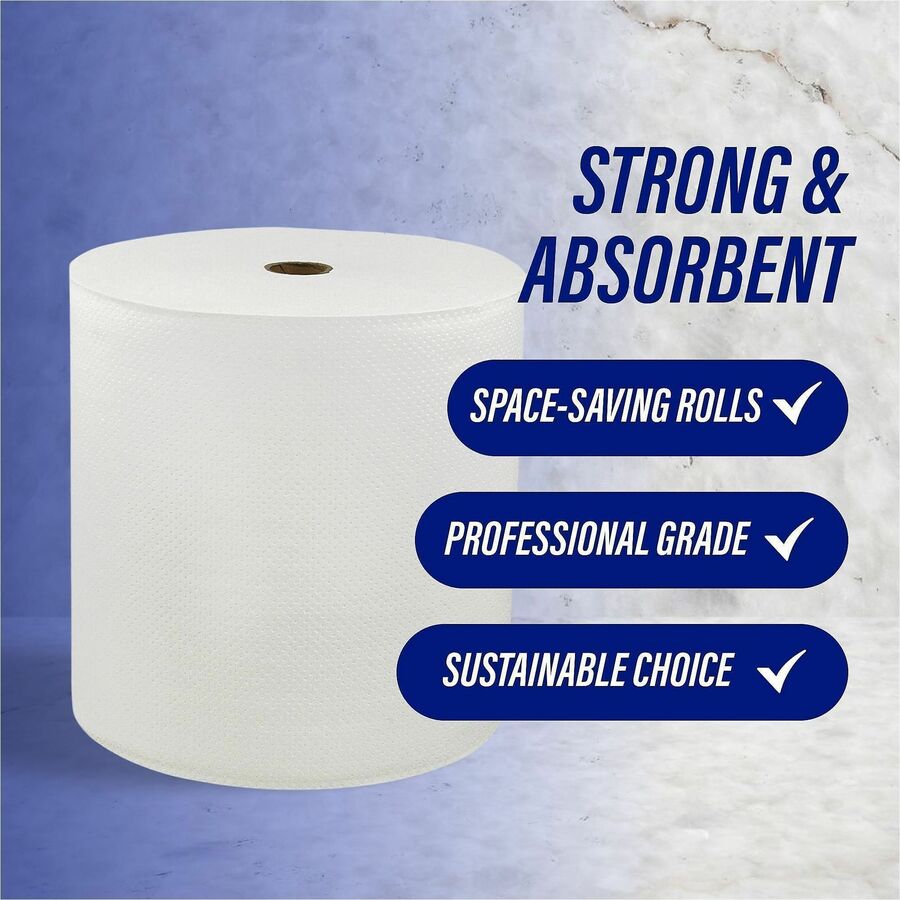 Image of Genuine Joe Hard Wound Roll Towel, 1-Ply, 7"x850', 6RL/CT, White