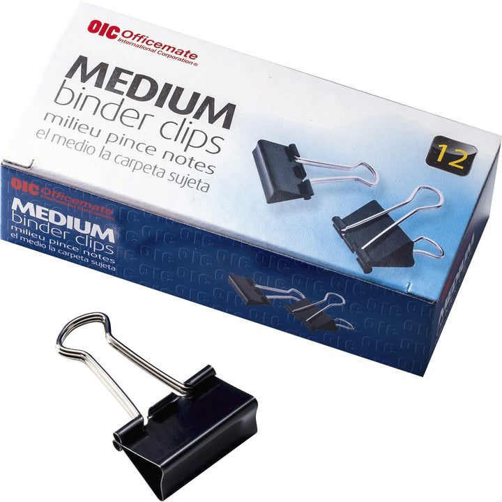 Image of Officemate Binder Clips,Medium,1-1/4"Wide,5/8" Cap,12/PK,12BX/PK,BK/SR