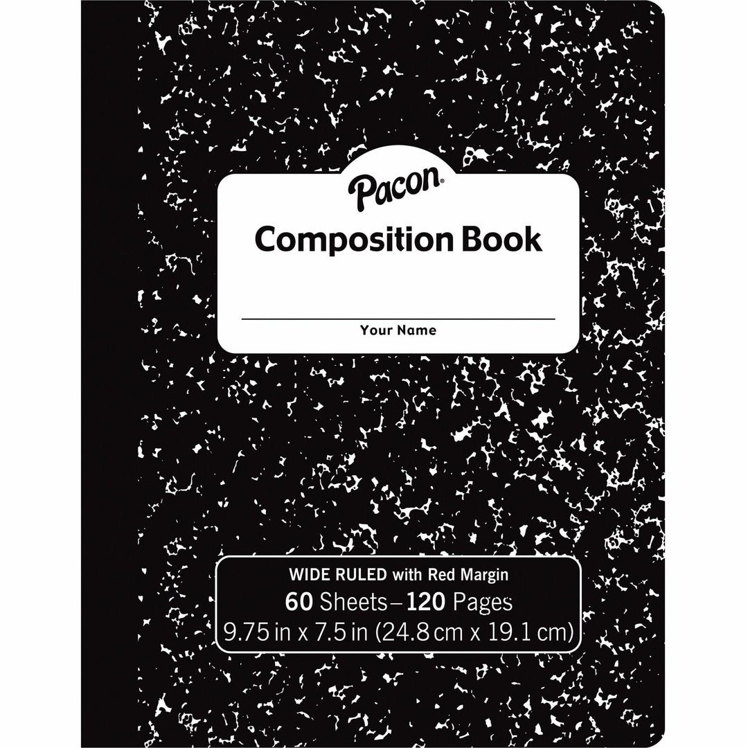 Image of Pacon® Composition Book, 3/8" W-Rld, 60Shts, 72/CT, BKME
