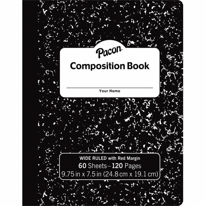 Image of Pacon® Composition Book, 3/8" W-Rld, 60Shts, 72/CT, BKME