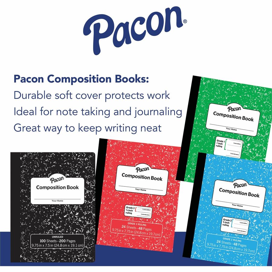 Image of Pacon® Composition Book, Unruled, 7-1/2'x9-3/4", 24/CT, BKME