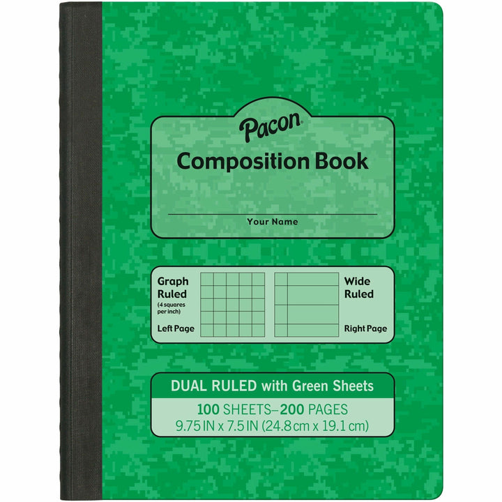 Image of Pacon® Composition Books, Dual-Ruled, 7-1/2"Lx9-3/4"H, 24/CT, Green