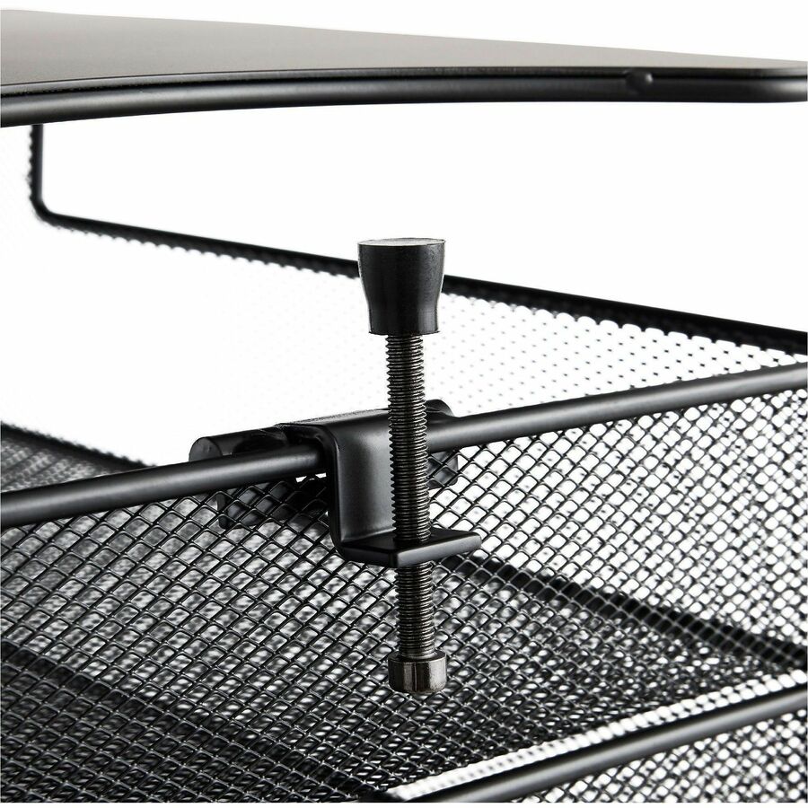 Image of Safco® Onyx Hanging Organizer, Solid Top Horizontal, 4 Compartments, Steel Mesh, 12.33 x 12 x 10, Black