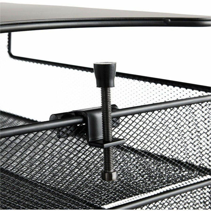 Image of Safco® Onyx Hanging Organizer, Solid Top Horizontal, 4 Compartments, Steel Mesh, 12.33 x 12 x 10, Black