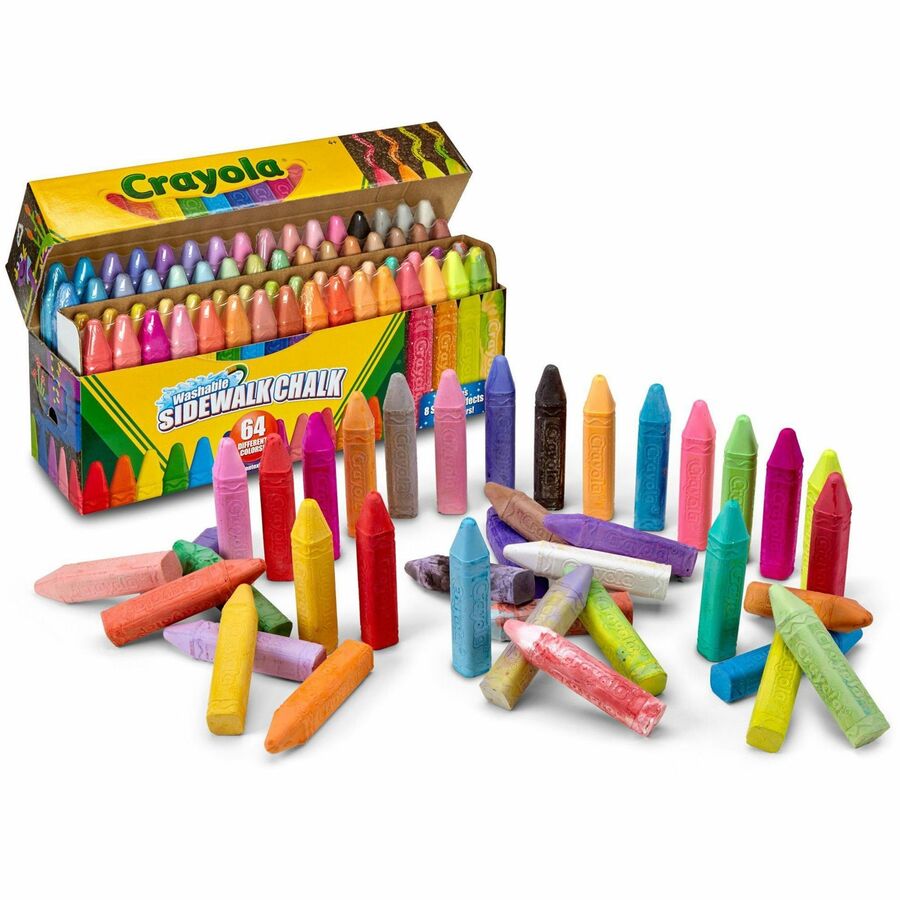 Image of Crayola 512064 Washable Sidewalk Chalk, Assorted, 64 / Box