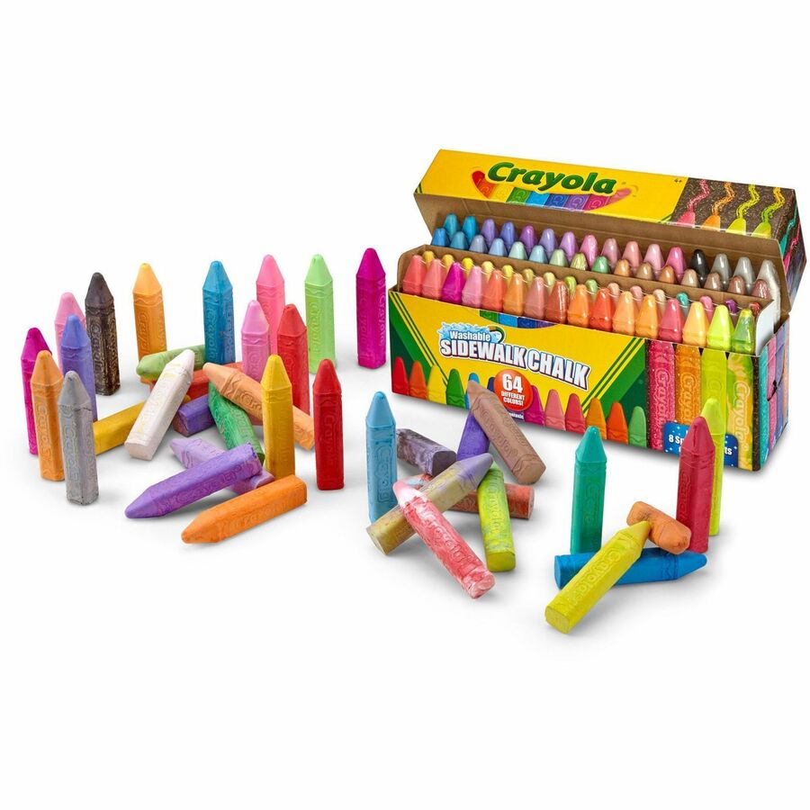 Image of Crayola 512064 Washable Sidewalk Chalk, Assorted, 64 / Box