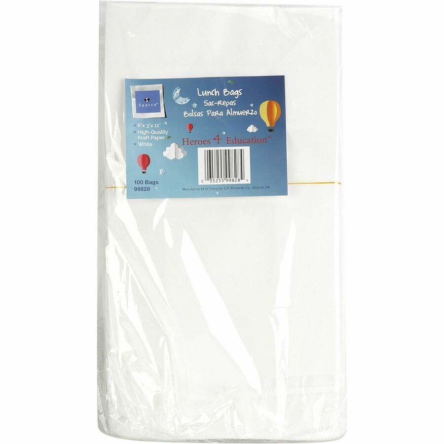 Image of Sparco Paper Bags, 6"x11", 100/PK, White