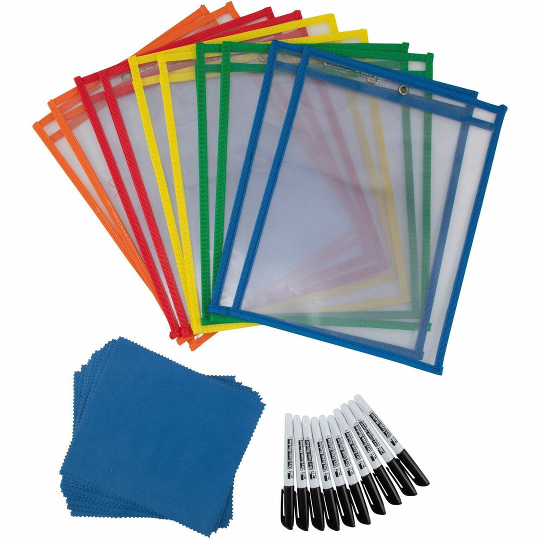 Image of Charles Leonard 29130 Dry-erase Pocket Class Pack, 9" (0.8 ft) Width x 10" (0.8 ft) Height, 10 / Set