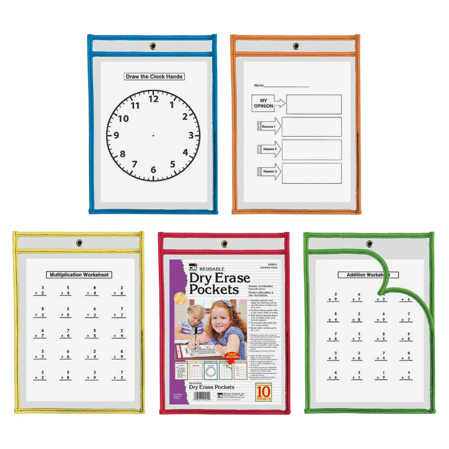 Image of Charles Leonard 29130 Dry-erase Pocket Class Pack, 9" (0.8 ft) Width x 10" (0.8 ft) Height, 10 / Set