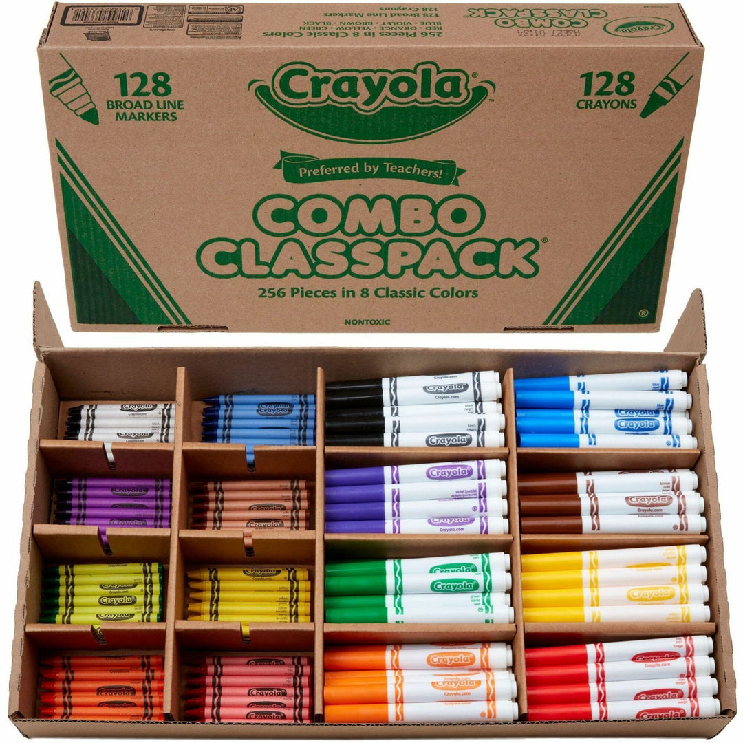 Image of Crayola 523349 8-Color Crayons/Markers Combo Classpack, Assorted Ink, Assorted Wax, 256 / Box