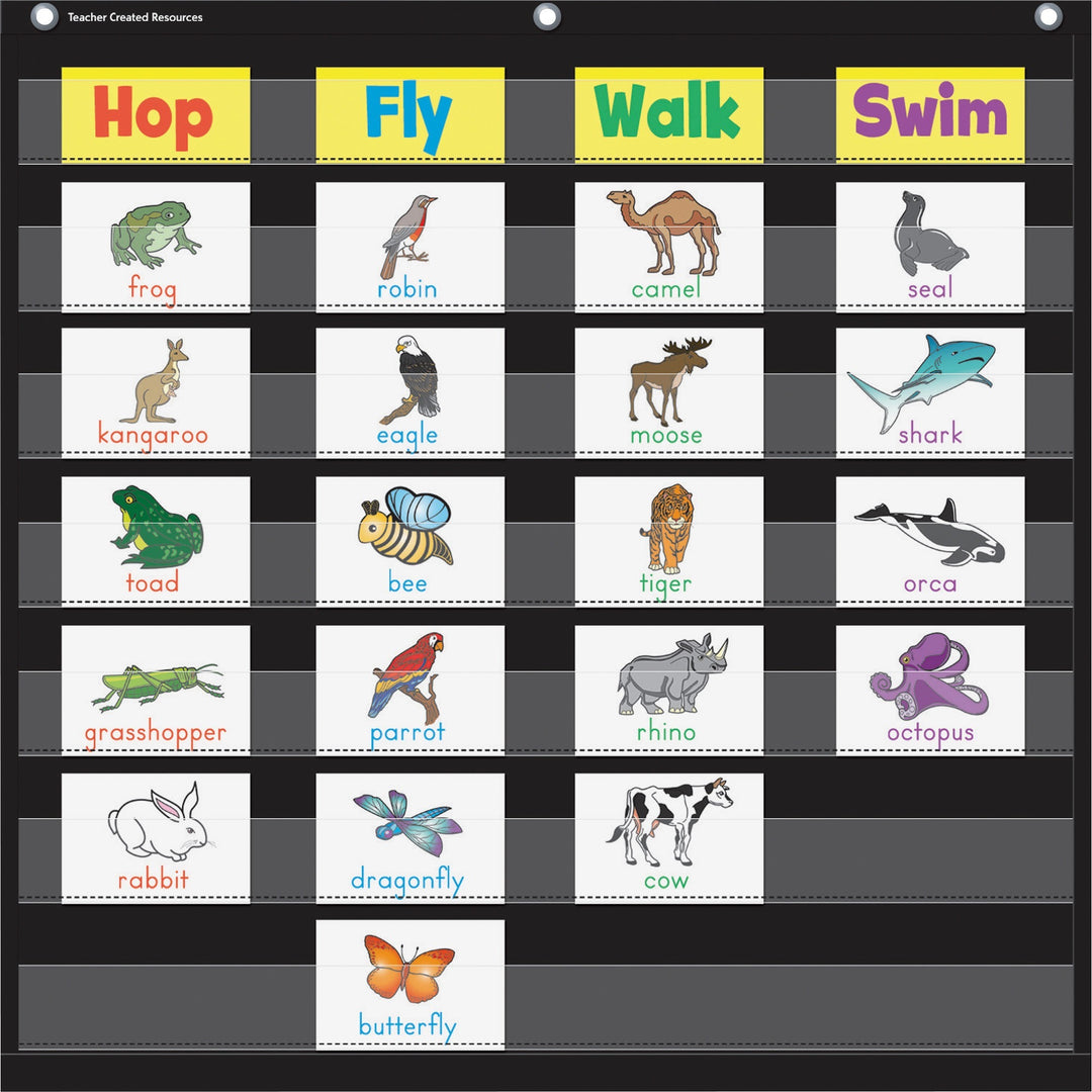 Image of Teacher Created Resources 7-Pocket Chart, 28"x28", Black