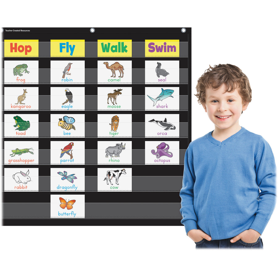 Image of Teacher Created Resources 7-Pocket Chart, 28"x28", Black