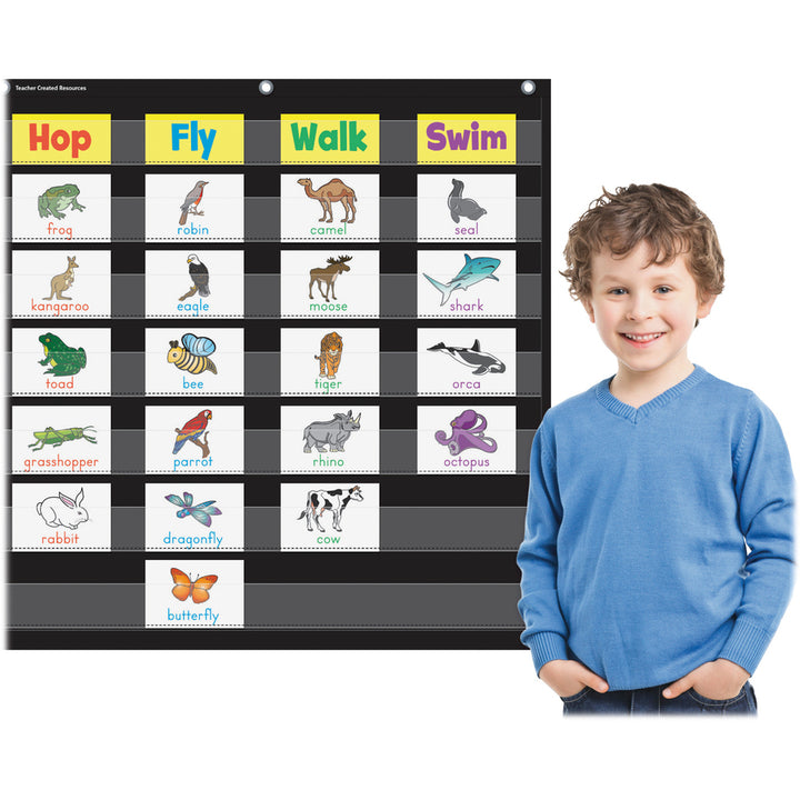 Image of Teacher Created Resources 7-Pocket Chart, 28"x28", Black