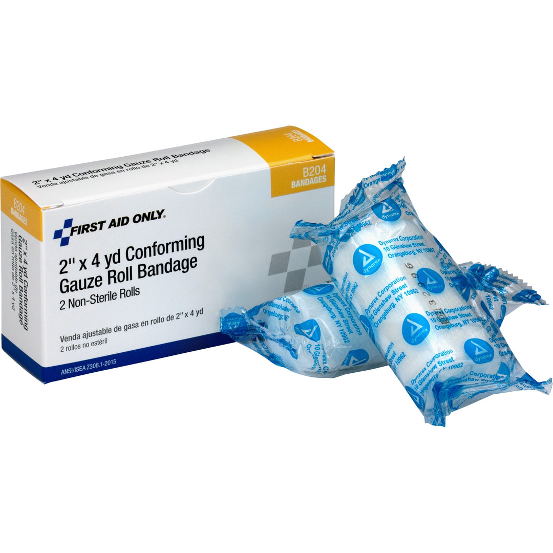 Image of First Aid Only B204 Non-sterile Conforming Gauze, 2, 2" Width, White, Cotton, 2/Box, 1 Each