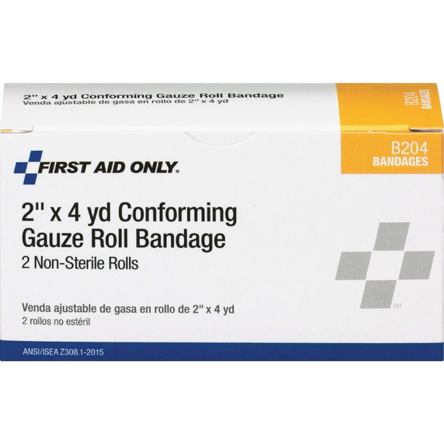 Image of First Aid Only B204 Non-sterile Conforming Gauze, 2, 2" Width, White, Cotton, 2/Box, 1 Each
