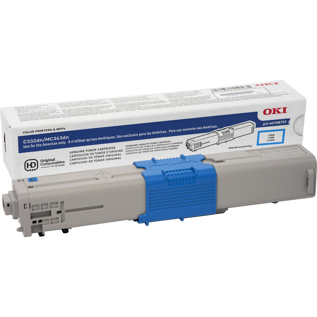 Image of Oki® Toner Cartridge, f/C332/MC363, 3000 Page Yield, CYN