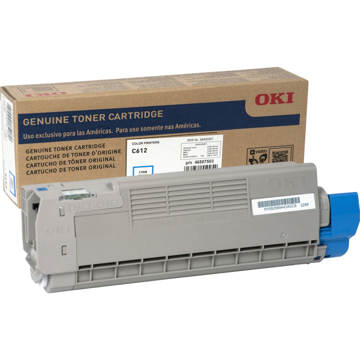 Image of Oki® Toner Cartridge, f/C612, 6,000 Page Yield, CYN