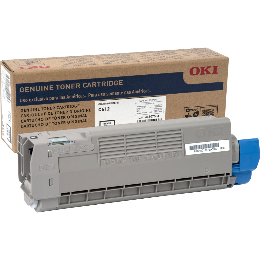Image of Oki® Toner Cartridge, f/C612, 8,000 Page Yield, BK