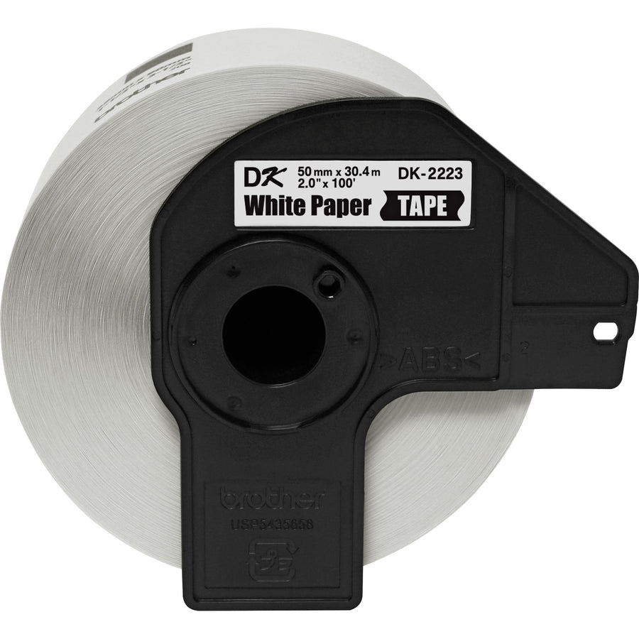 Image of Brother DK2223 BK on WE Continuous Length Paper Labels, x 2" Width, Permanent Adhesive, White, Paper, 1 Roll