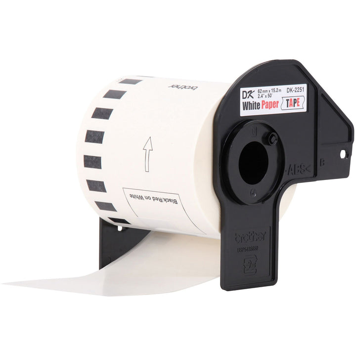 Image of Brother DK2251 BK/RD on WE Continuous Length Paper Labels, x 2 2/5" Width, White, Paper, 1 Roll