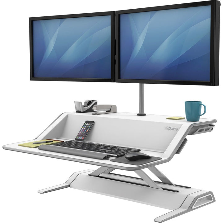 Image of Fellowes® Lotus Dual Monitor Arm Kit, For 26" Monitors, Silver, Supports 13 Lb