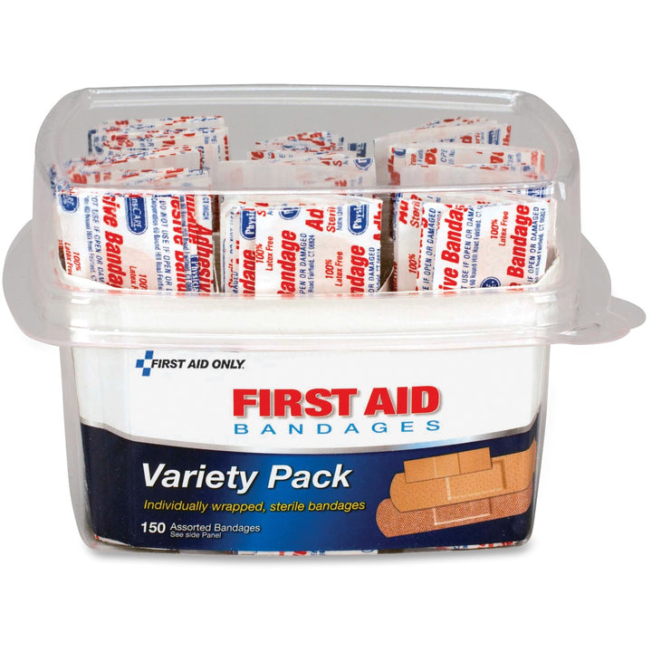Image of First Aid Only 90095 Assorted Bandage Box Kit, Clear, Plastic, Fabric, 150/Box, 1 Each