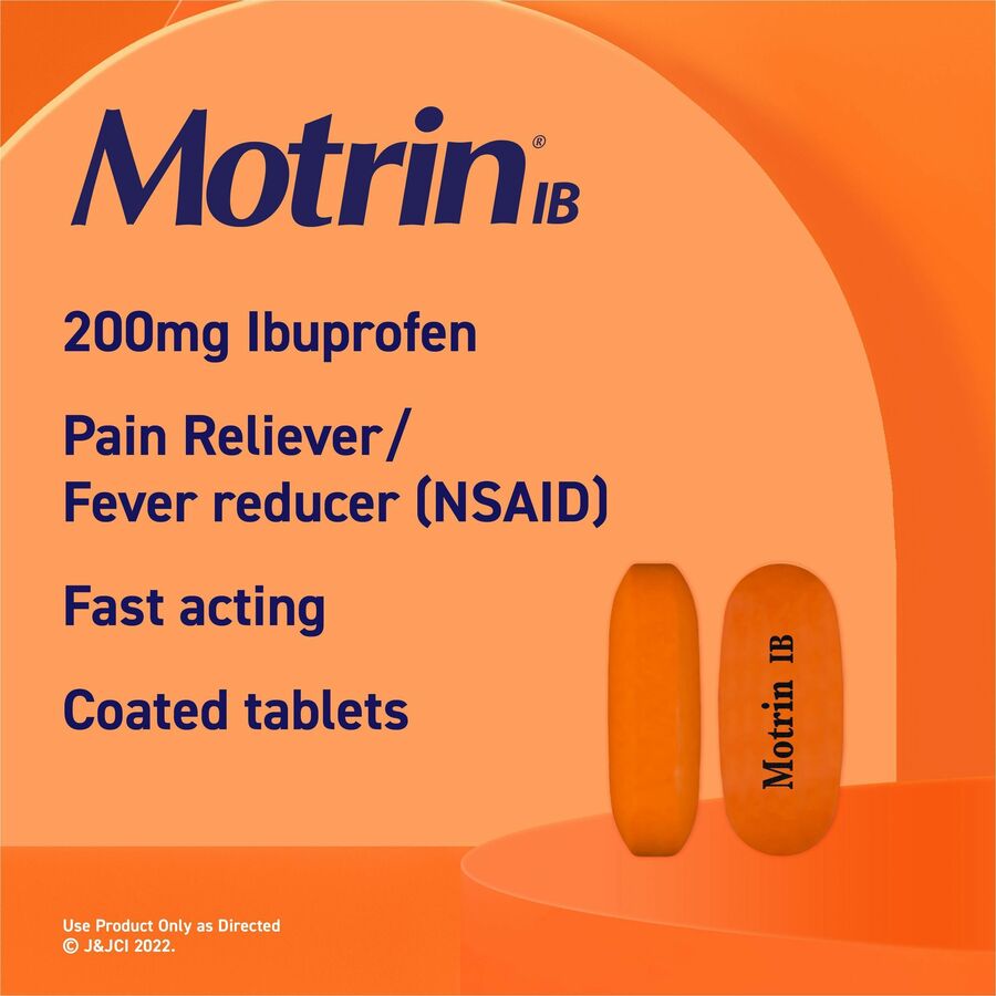 Image of Motrin 48152 IB Ibuprofen Tablets, For Headache, Muscular Pain, Backache, Toothache, Arthritis, Common Cold, Menstrual Cramp, Fever, 2/Pack, 50 / Box