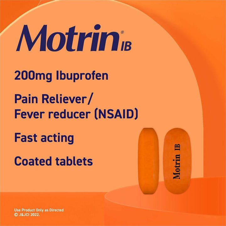 Image of Motrin 48152 IB Ibuprofen Tablets, For Headache, Muscular Pain, Backache, Toothache, Arthritis, Common Cold, Menstrual Cramp, Fever, 2/Pack, 50 / Box