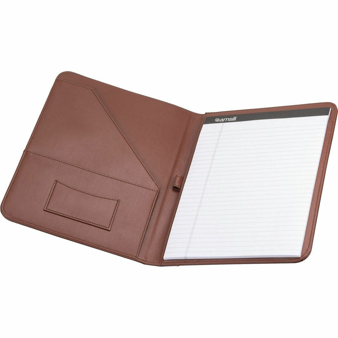 Image of Samsill® Contrast Stitch Leather Padfolio, 8 1/2 X 11, Leather, Tan