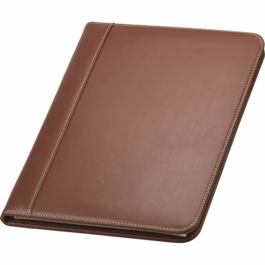 Image of Samsill® Contrast Stitch Leather Padfolio, 8 1/2 X 11, Leather, Tan