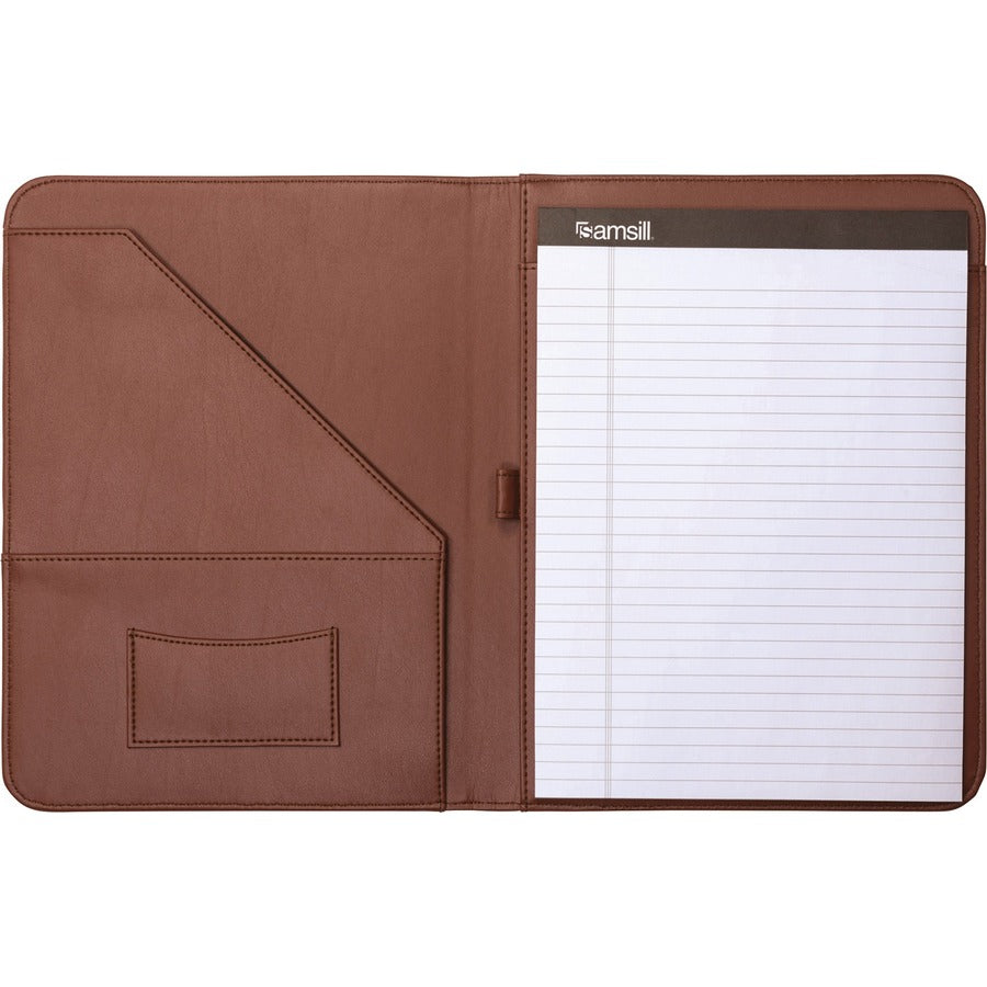 Image of Samsill® Contrast Stitch Leather Padfolio, 8 1/2 X 11, Leather, Tan
