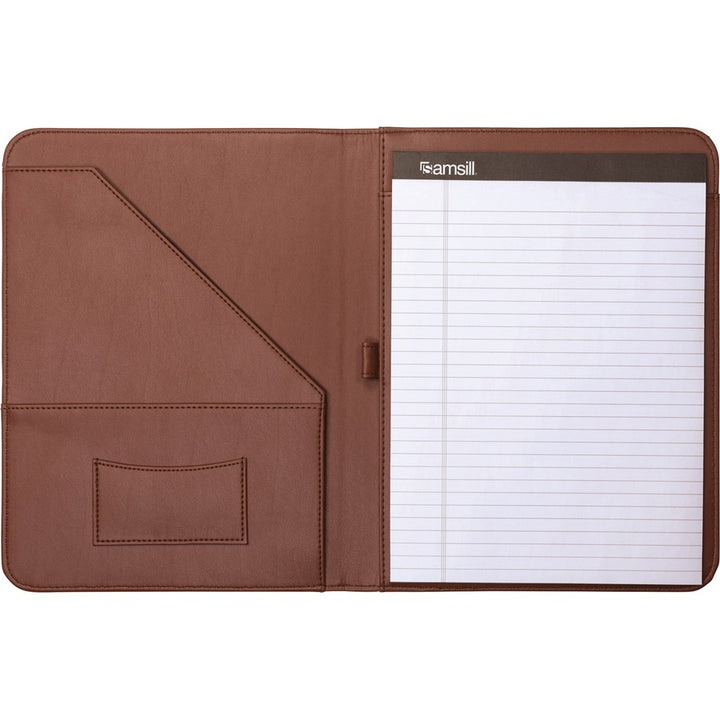 Image of Samsill® Contrast Stitch Leather Padfolio, 8 1/2 X 11, Leather, Tan