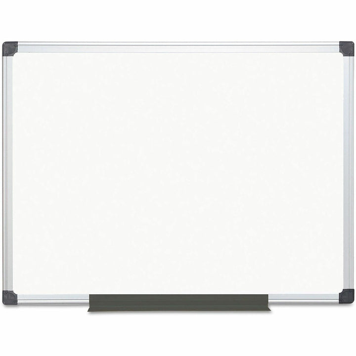 Image of MasterVision® Value Lacquered Steel Magnetic Dry Erase Board, 48" x 36", White Surface, Satin Aluminum Frame