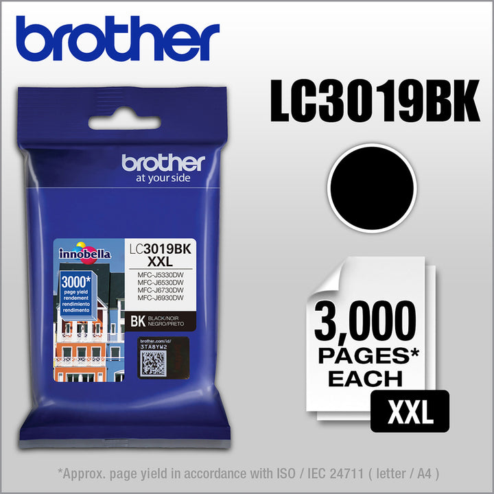 Image of Brother Innobella LC3019BK LC3019 Super High Yield Ink Cartridge, 3000 Pages, 1 Each