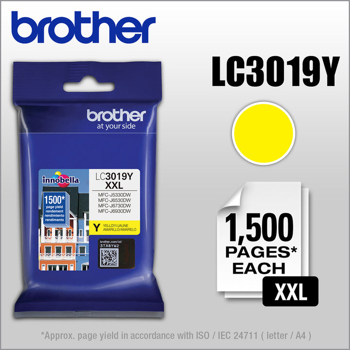Image of Brother Innobella LC3019Y LC3019 Super High Yield Ink Cartridge, 1500 Pages, 1 Each