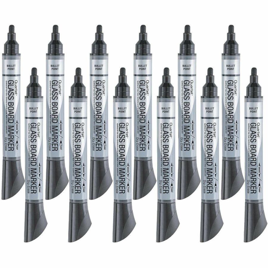 Image of Quartet 79553 Premium Dry-Erase Markers for Glass Boards, Erasable, Black Ink, 12 / Box