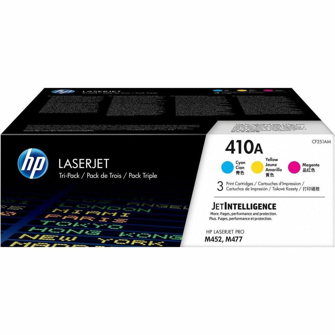 Image of HP 410A Toner Cartridge, 2300 Pages Cyan, 2300 Pages Magenta, 2300 Pages Yellow, 1 Carton