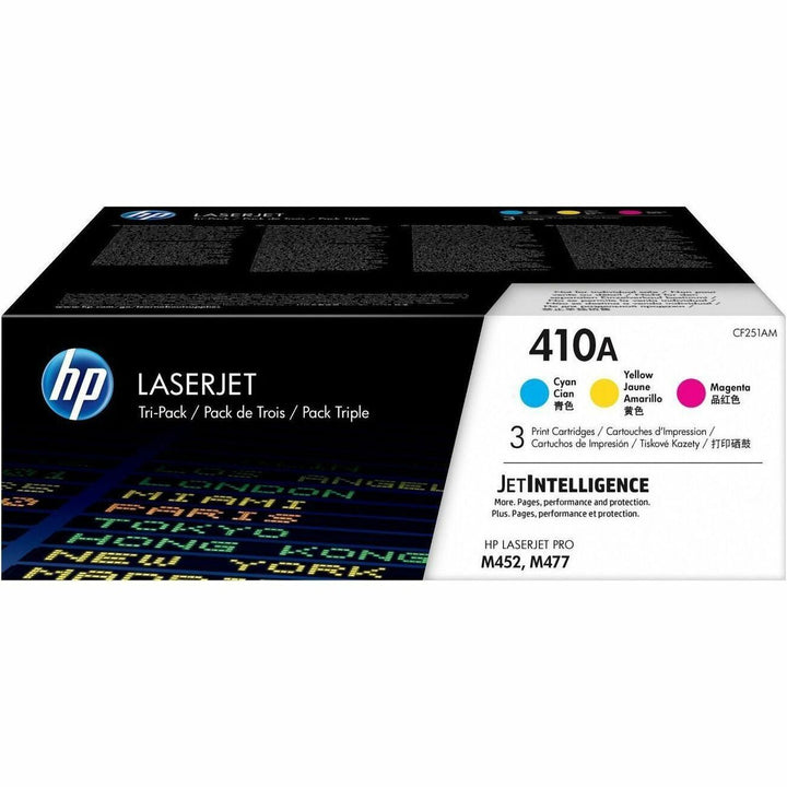 Image of HP 410A Toner Cartridge, 2300 Pages Cyan, 2300 Pages Magenta, 2300 Pages Yellow, 1 Carton