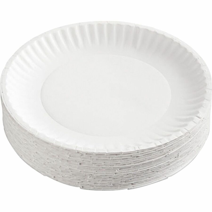 Image of AJM Packaging Plates, Paper, 9"Dia, 100/PK, White