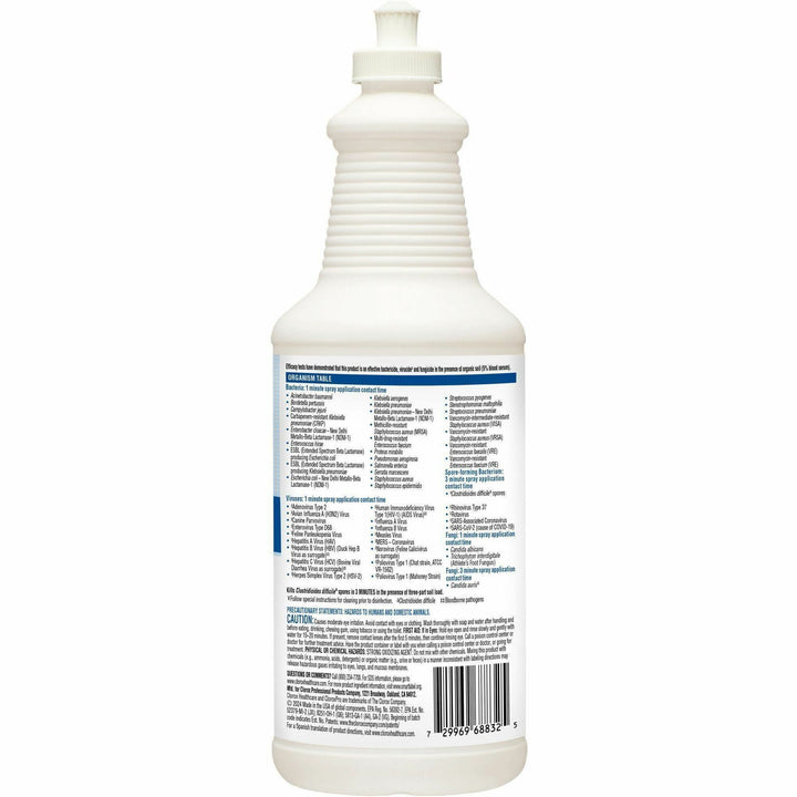 Image of Clorox® Disinfectant w/Bleach, Pull-Top, 32oz, 6/CT, White
