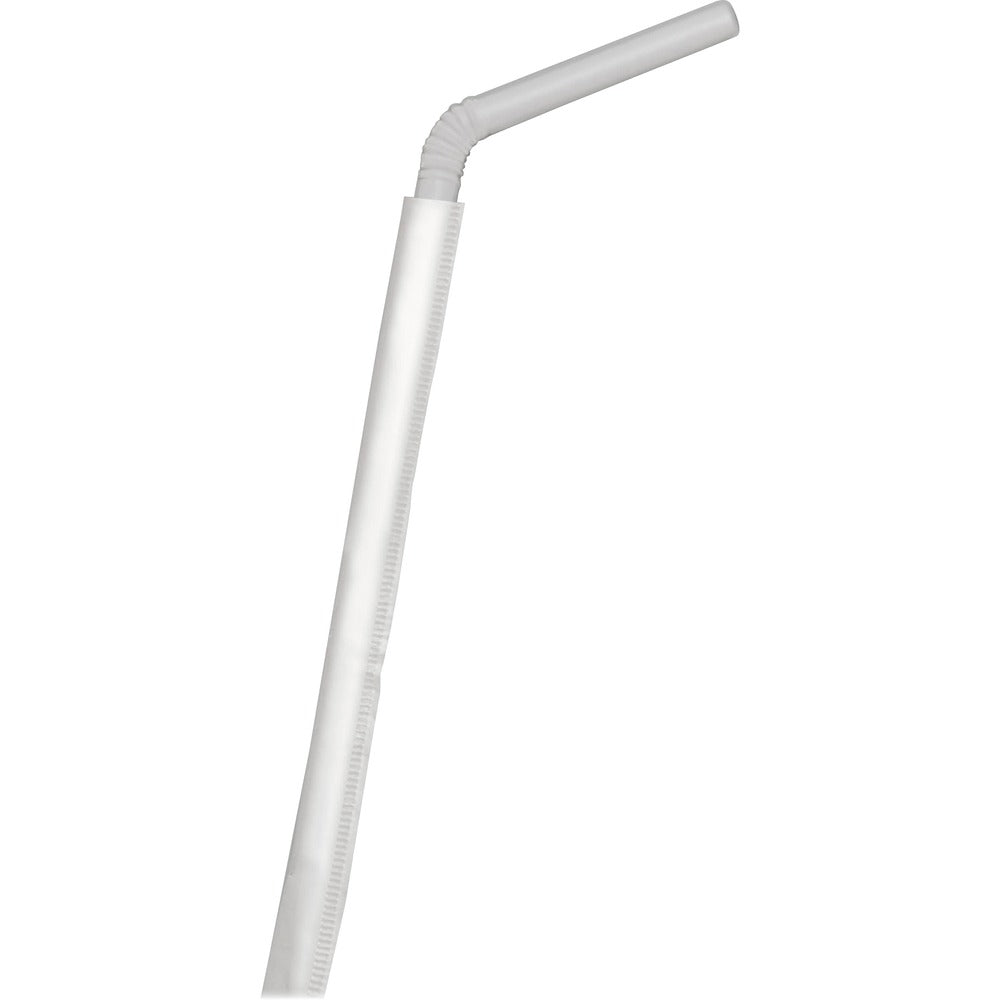 Image of D&W Fine Pack Flexible Straws,10-1/4",Wrapped,400/PK,4PK/CT,Translucent