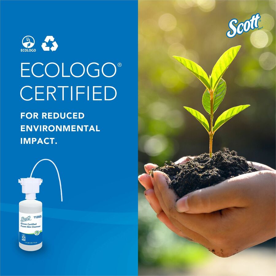 Image of Scott 11285 Essential Green Certified Foam Skin Cleanser, Foam, 1.59 quart, Applicable on Hand, Fragrance-free, Dye-free, 1 Each